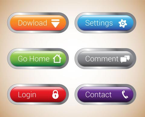 user interface buttons sets illustration with horizontal tabs