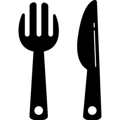 utensils sign icon flat silhouette knife fork sketch