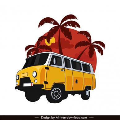 vacation design element bus coconut sketch classical design