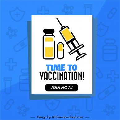 vaccination banner flat medical elements sketch