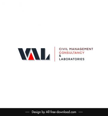 val civil management consultancy and laboratories logo style design modern flat elegant design