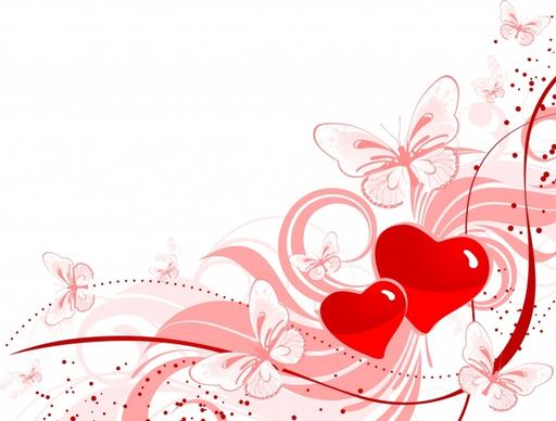 valentine background red heart butterflies sketch dynamic design
