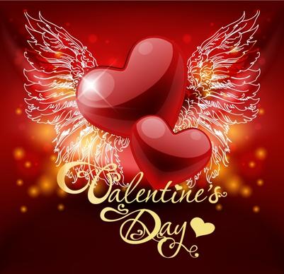 valentine39s day heartshaped wings vector bright