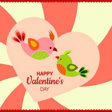 valentine background design colorful heart and birds decoration