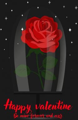 valentine background red rose icon sparkling dark backdrop