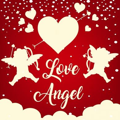 valentine banner angels hearts icons silhouette design