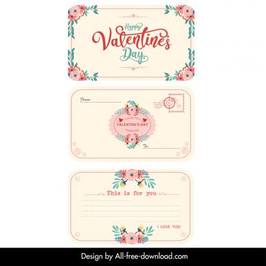 valentine cards collection elegant botanical decor symmetric design