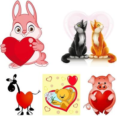 valentine cute animals vector