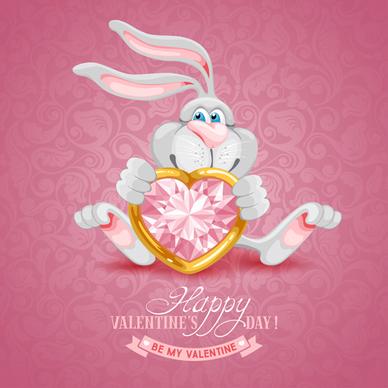 valentine cute bunny background vector