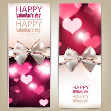 valentine day banners and bow vector