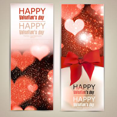 valentine day banners and bow vector