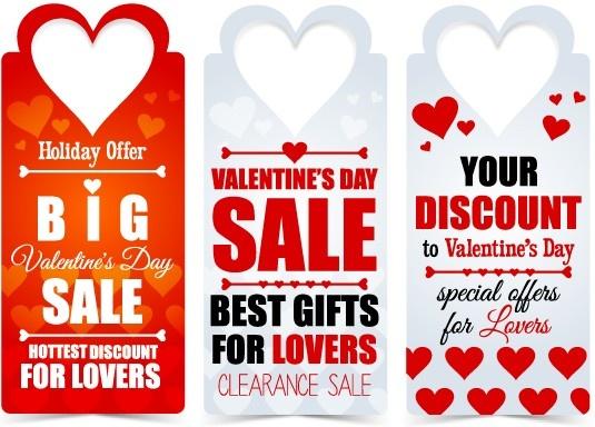 valentine day big sale tags vector