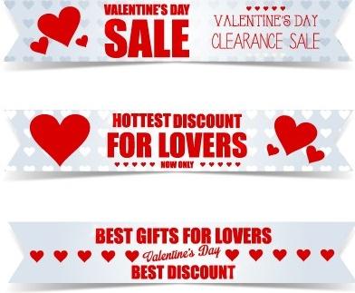 valentine day big sale vector banners set