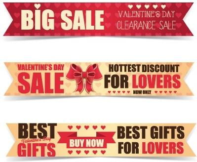 valentine day big sale vector banners set