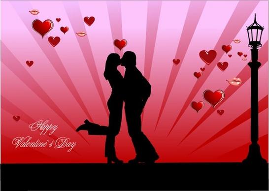 valentine day couples kissing vector