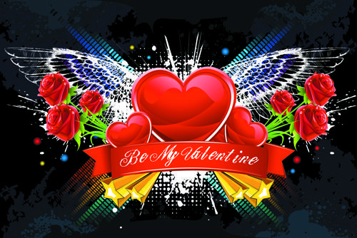 valentine day creative background vector set