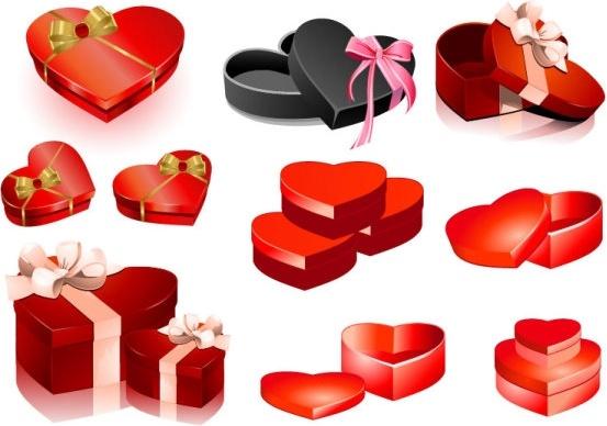 valentine day heartshaped gift box vector