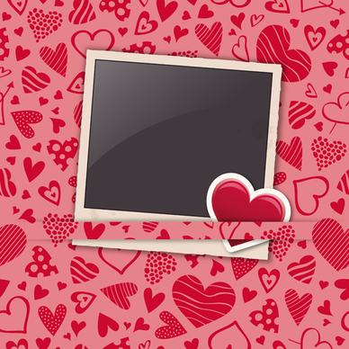 valentine heart photo frame background vector