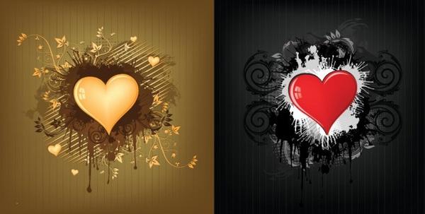 love background sets heart icon golden black decor