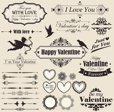 valentine lace elements vector