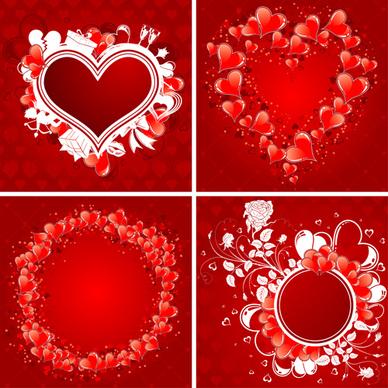 valentine love backgrounds vector set