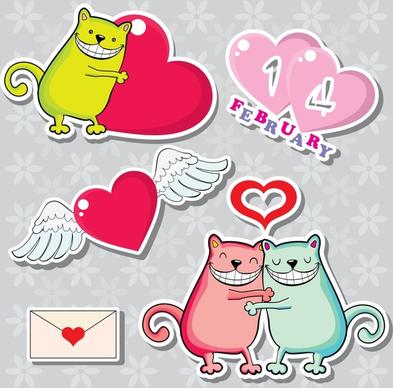 valentine love letters vector lace elements animals