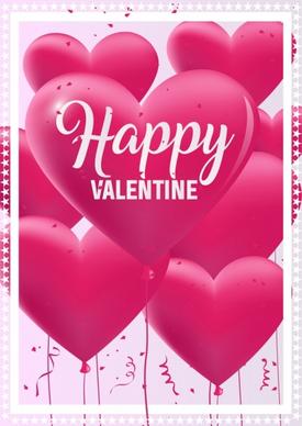 valentine poster pink heart balloons icons decoration
