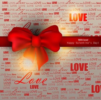 valentine red ribbon bow vector