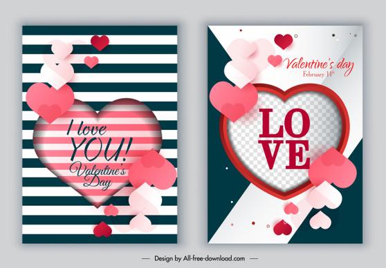 valentines card templates modern bright colorful hearts shapes