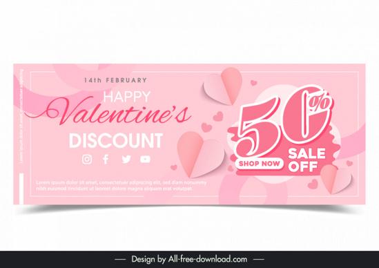 valentines day banner template flat dynamic love elements 