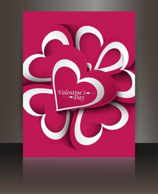 valentines day card heart reflection brochure template background vector illustration