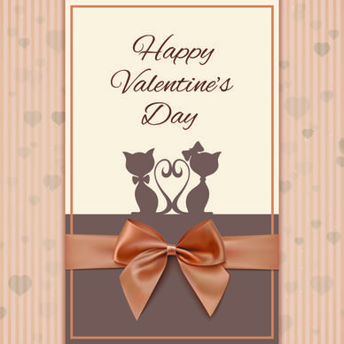 valentines day cards with ornate bow vector