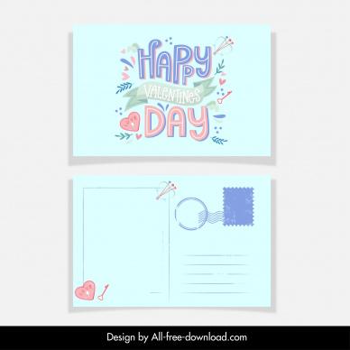 valentines day postcard template classical love elements symbols