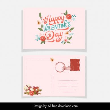 valentines day postcard template elegant flowers gifts decor