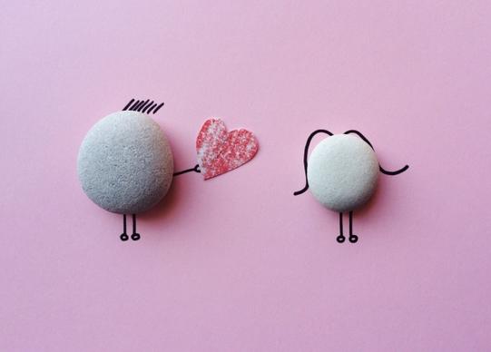 romantic cute decoration with white stones