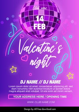 valentines night club party flyer template modern elegant dynamic design
