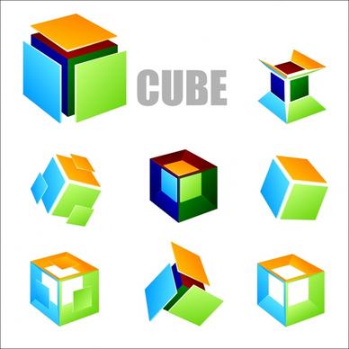 geometric background cubes icons 3d design