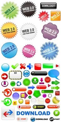 variety of web20 button icon vector