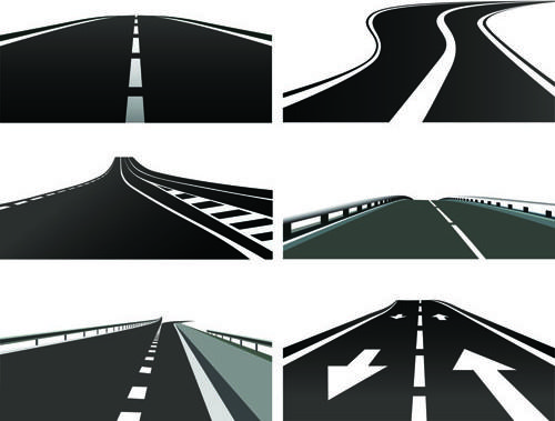 various asphalt roads vector
