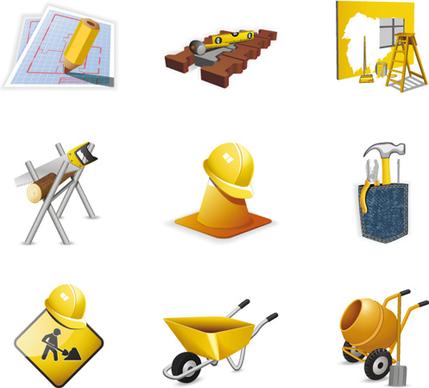 various builders icons mix vector set