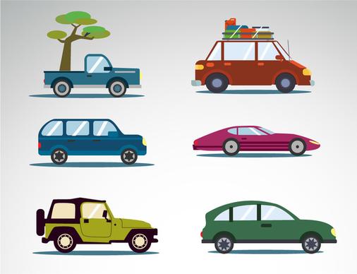 various car icons collection in flat design