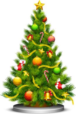 various christmas tree elements vector graphics set