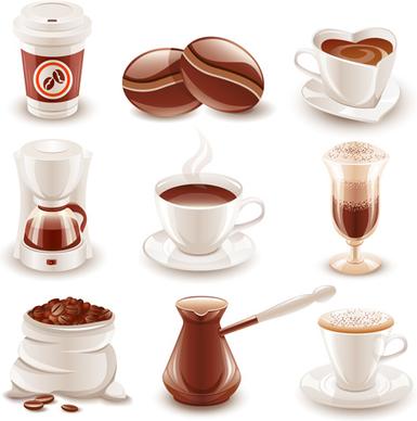 various coffee drinks vector design