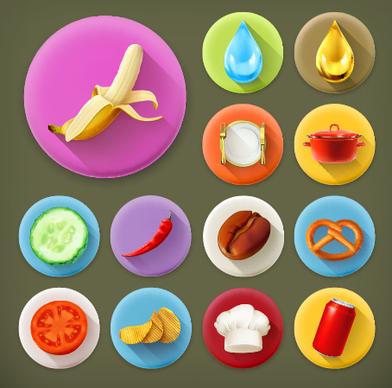 various dessert and food flat icons vector
