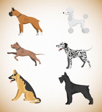 various dogs vector illustration with color style