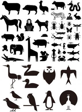 various elements of vector silhouette animal silhouettes 49 elements