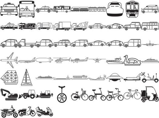 various elements of vector silhouette traffic class 57 elements