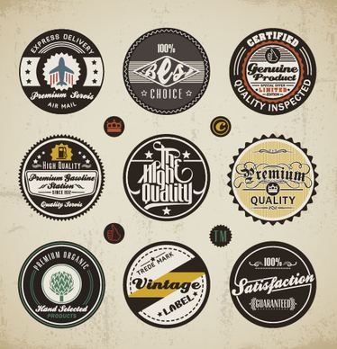 various elements vintage labels vector