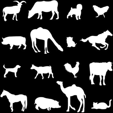 various farming animals vector illustration with black background