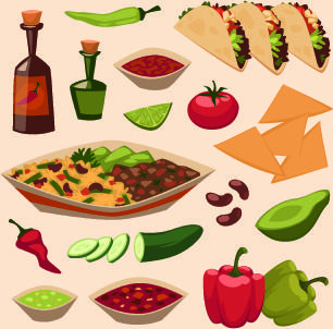 various food elements vector set